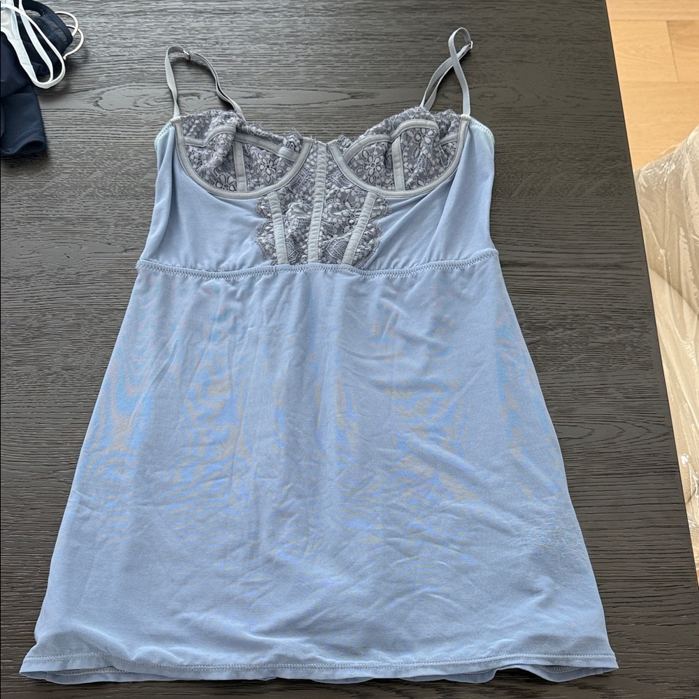 Light Blue corset lace mini urban outfitters dress